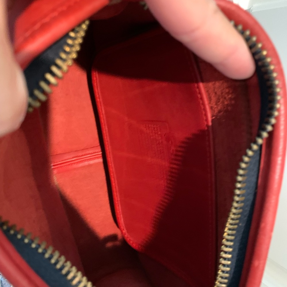 Coach Companion Bag In Red Leather With Brass Hardware Style No 9300 USA - Picture 7 of 9